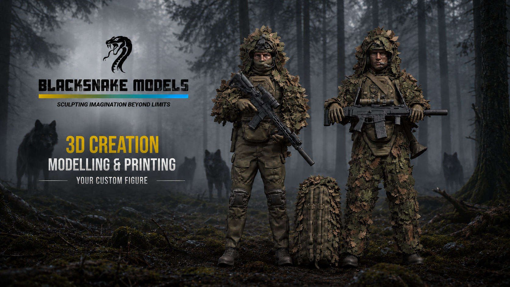 3D Creation — modelling and printing of custom figures, BlackSnake Models