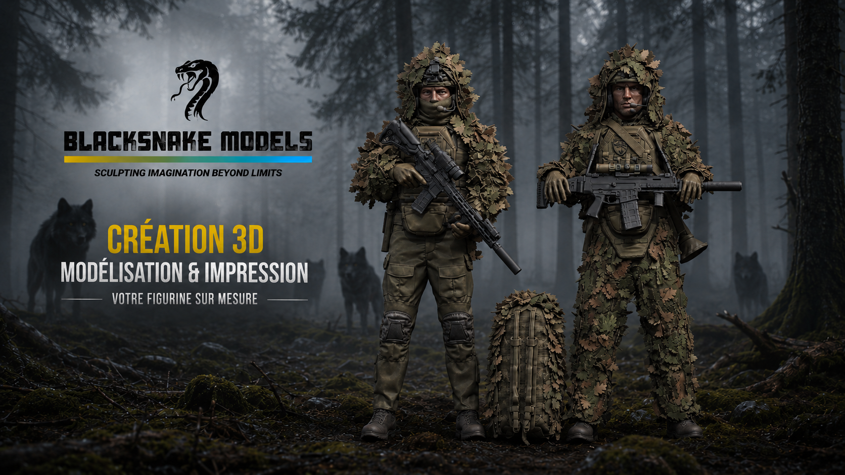 Création 3D — modélisation et impression de figurines sur mesure, BlackSnake Models